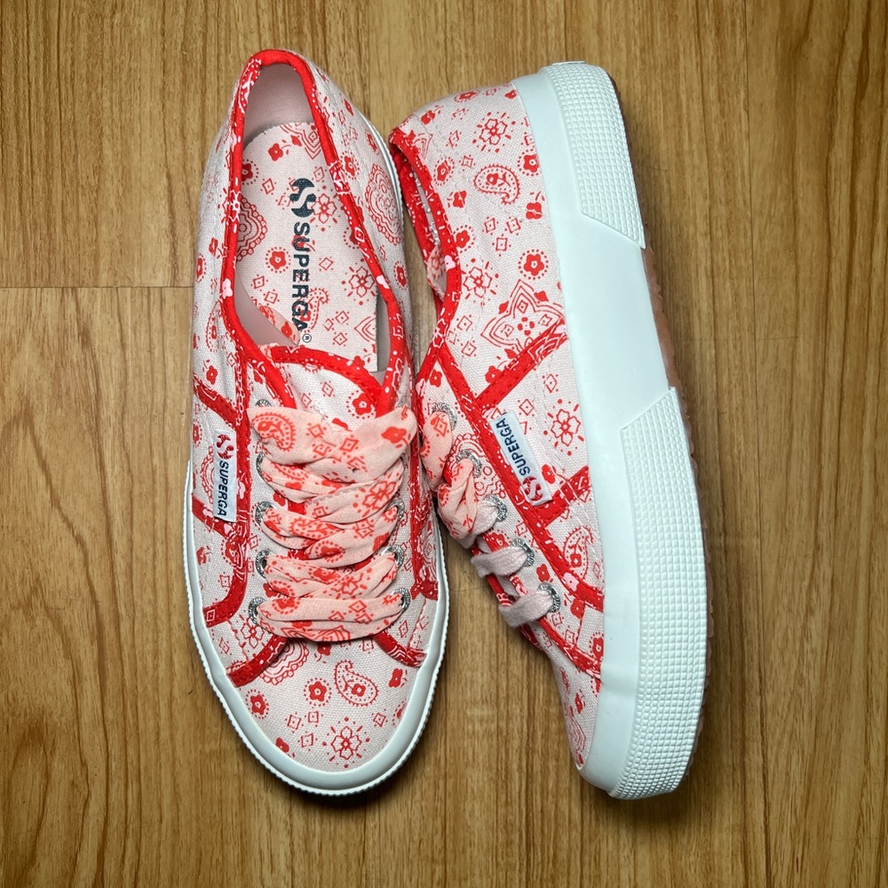 Superga Shoes | Superga Bandana Paisley Sneaker -Nwt | Color: Pink/Red